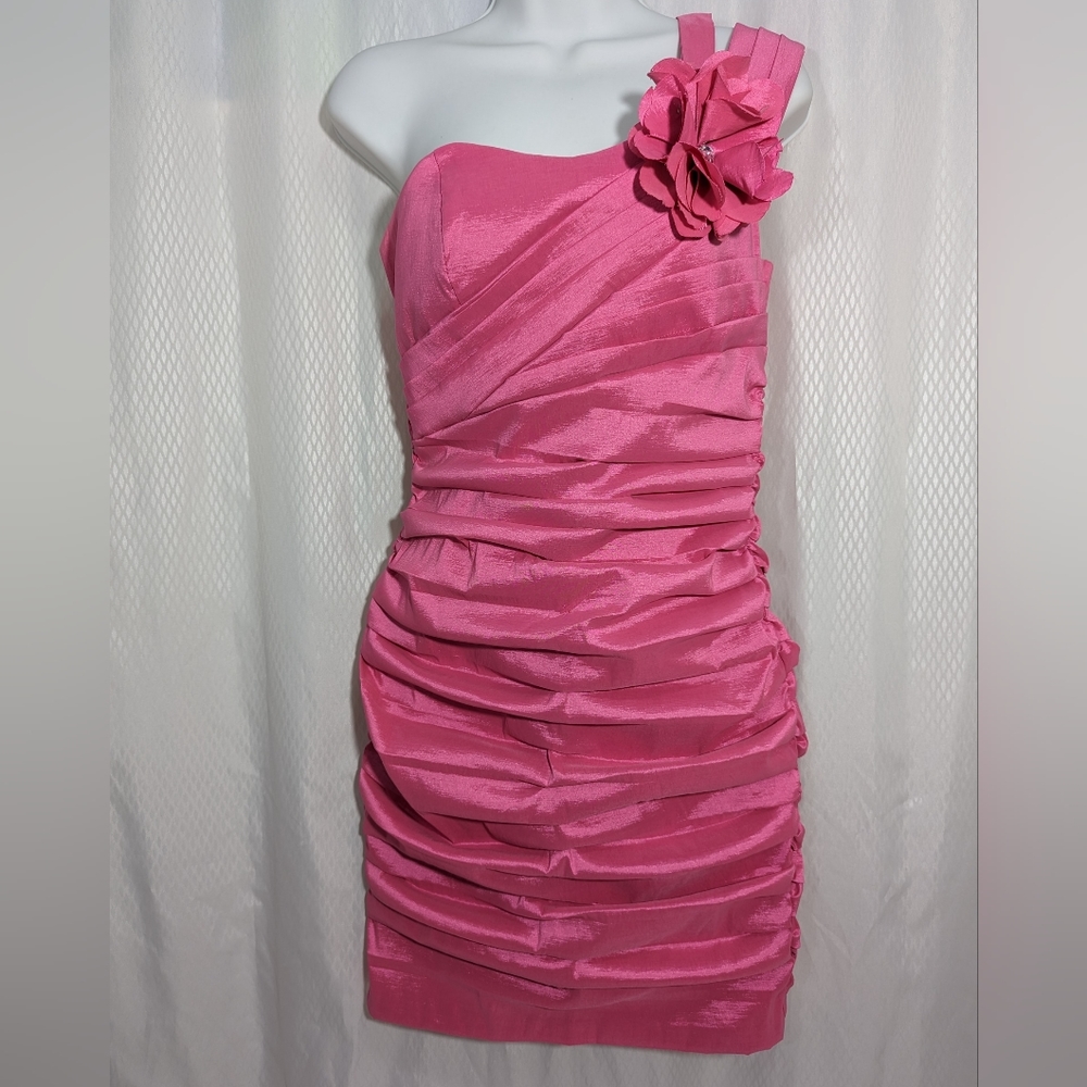 Jodi Kristopher Ruched Formal Body Con Mini Dress, Bubblegum Pink, Size 9